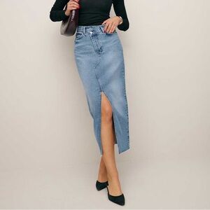 Reformation Jeans Nila Long Denim Skirt in Galway Wash - NWOT - Size 24